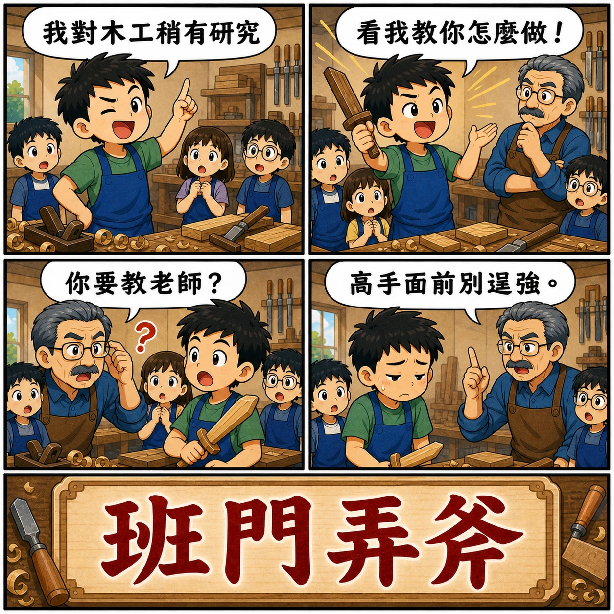班門弄斧的 AI 生成成語漫畫