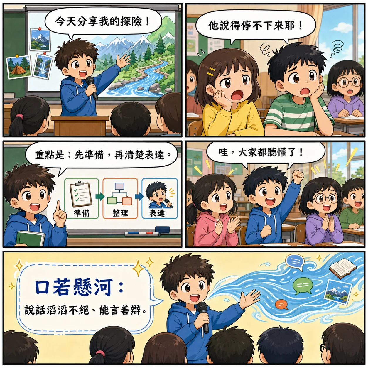 口若懸河的 AI 生成成語漫畫