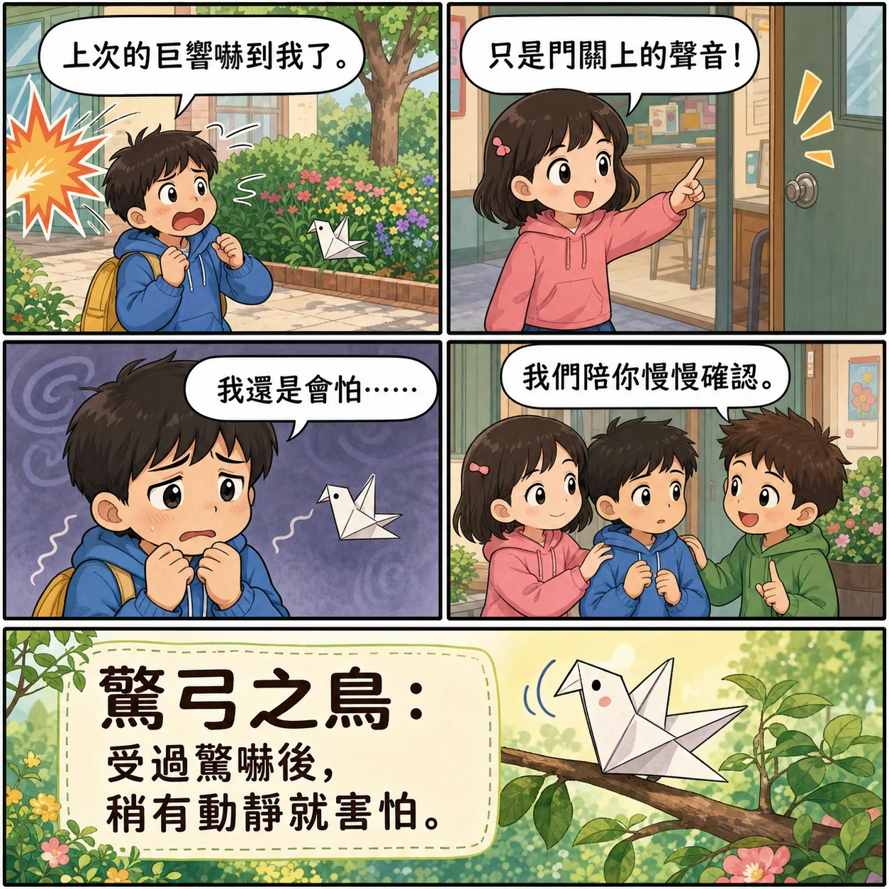驚弓之鳥的 AI 生成成語漫畫