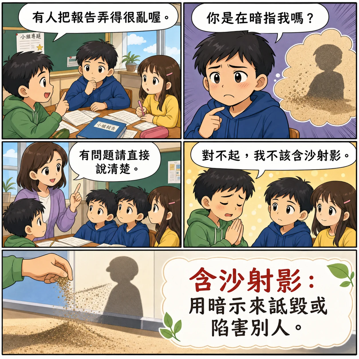含沙射影的 AI 生成成語漫畫