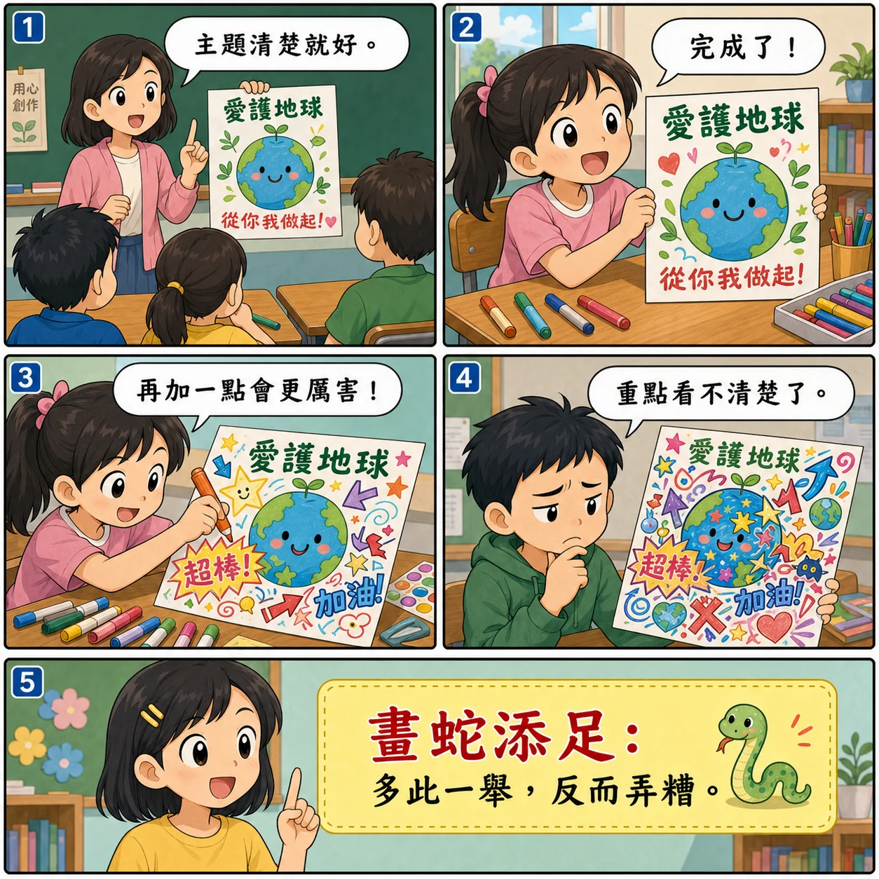 畫蛇添足的 AI 生成成語漫畫