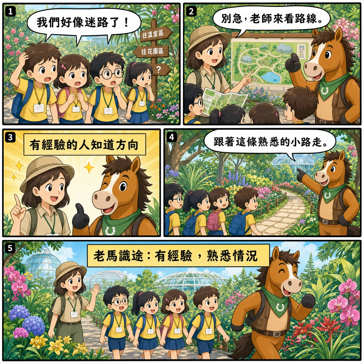 老馬識途的 AI 生成成語漫畫