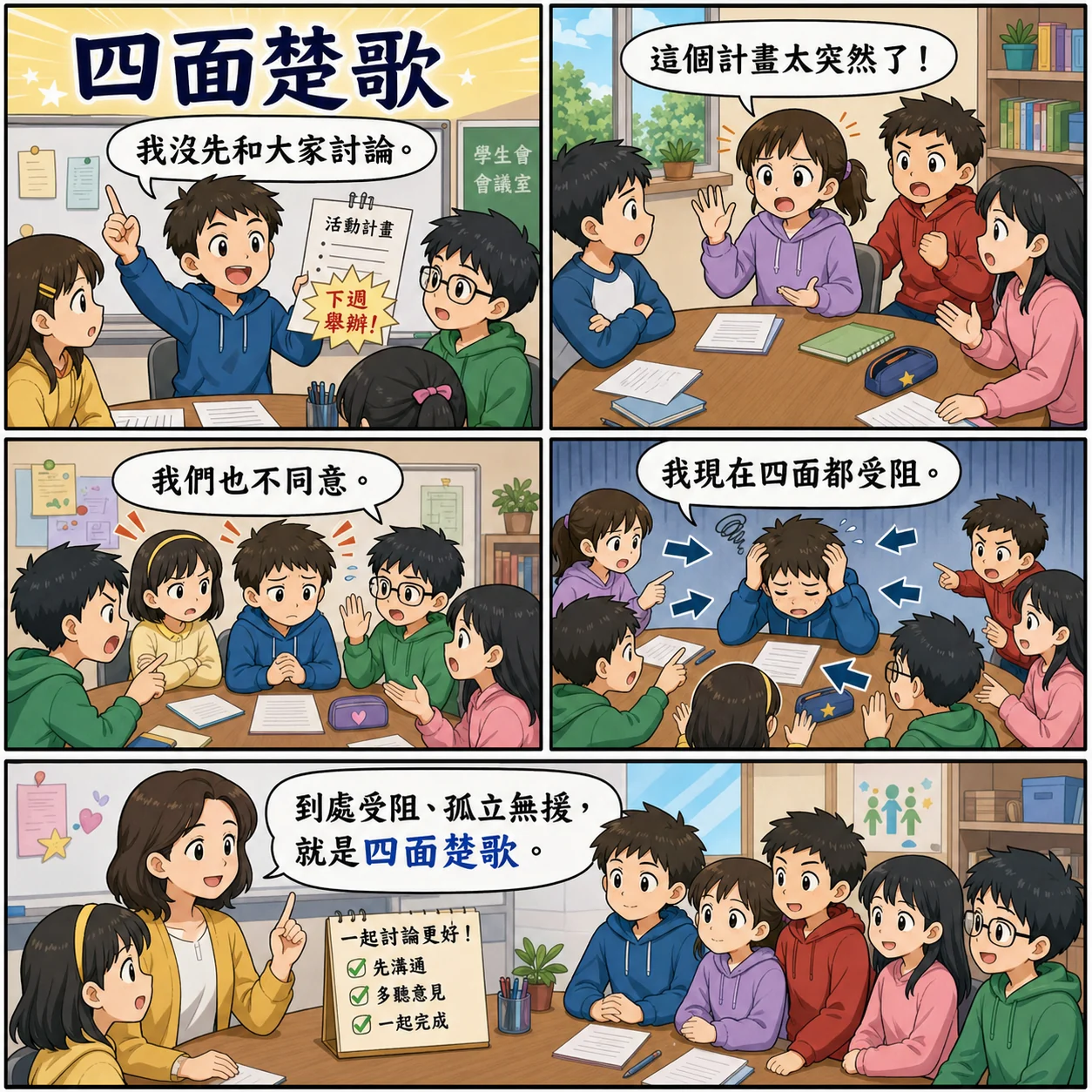 四面楚歌的 AI 生成成語漫畫