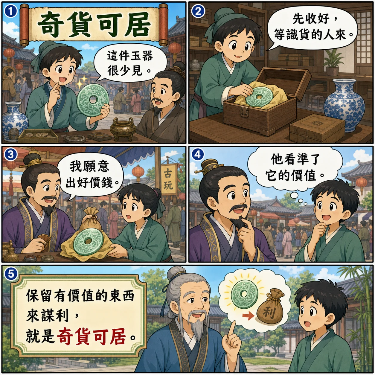 奇貨可居的 AI 生成成語漫畫