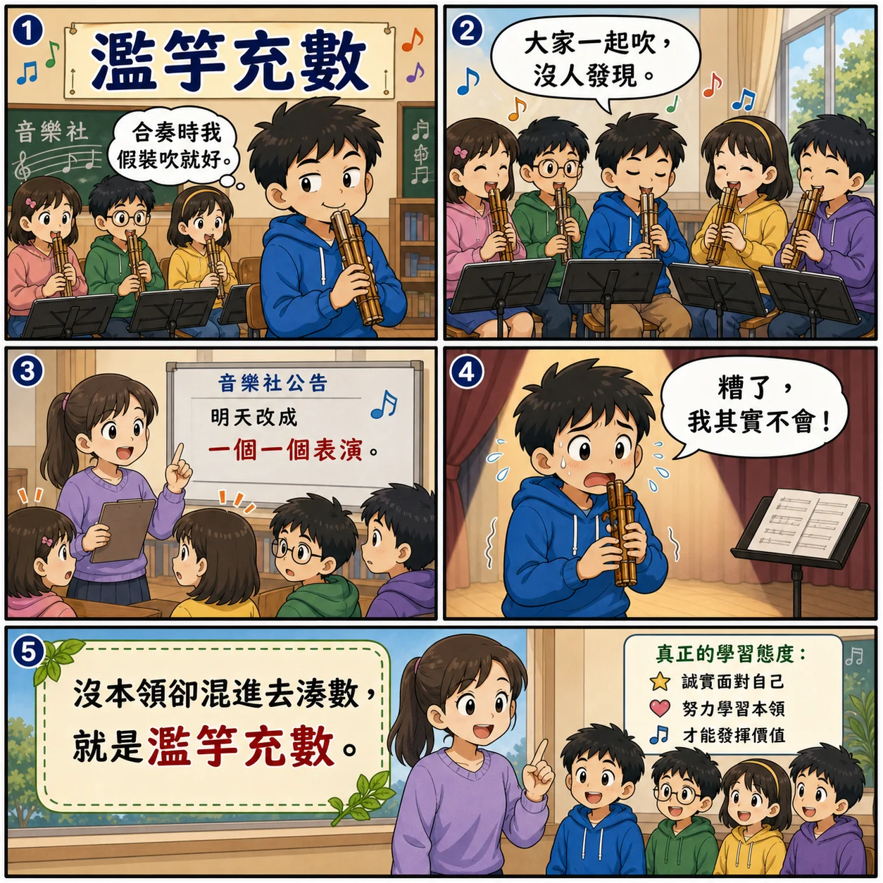 濫竽充數的 AI 生成成語漫畫