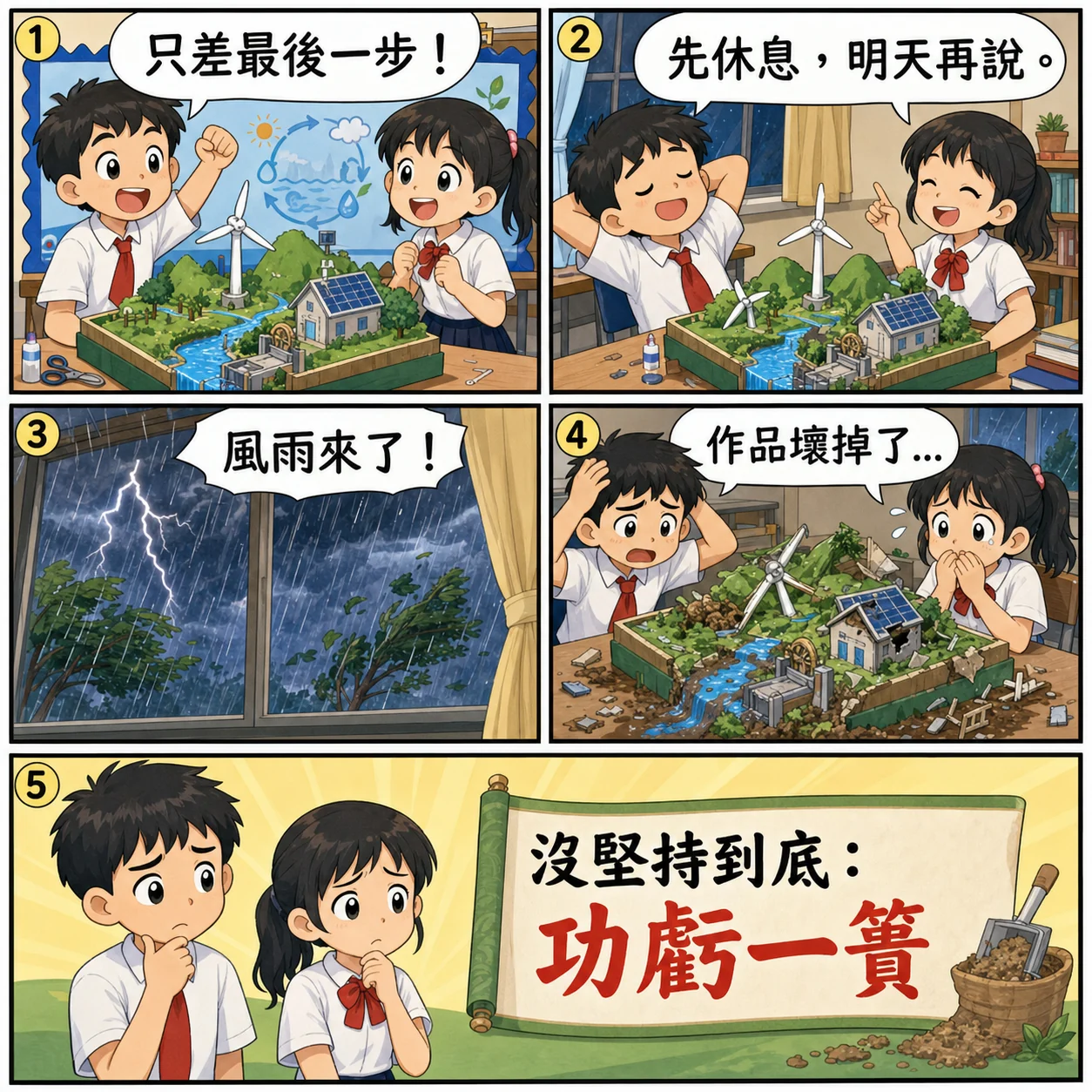 功虧一簣的 AI 生成成語漫畫