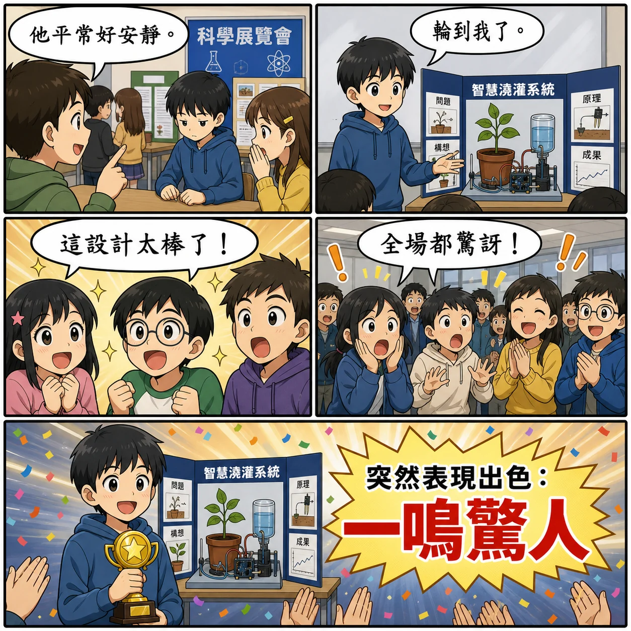 一鳴驚人的 AI 生成成語漫畫