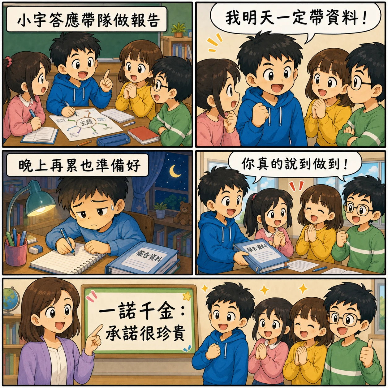 一諾千金的 AI 生成成語漫畫