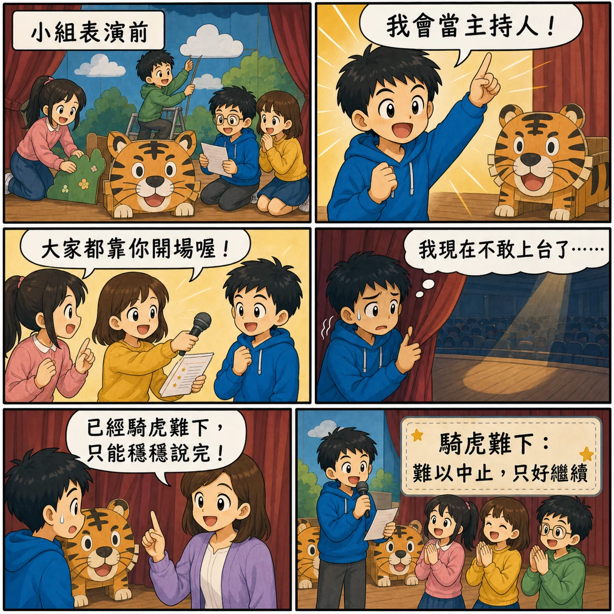 騎虎難下的 AI 生成成語漫畫