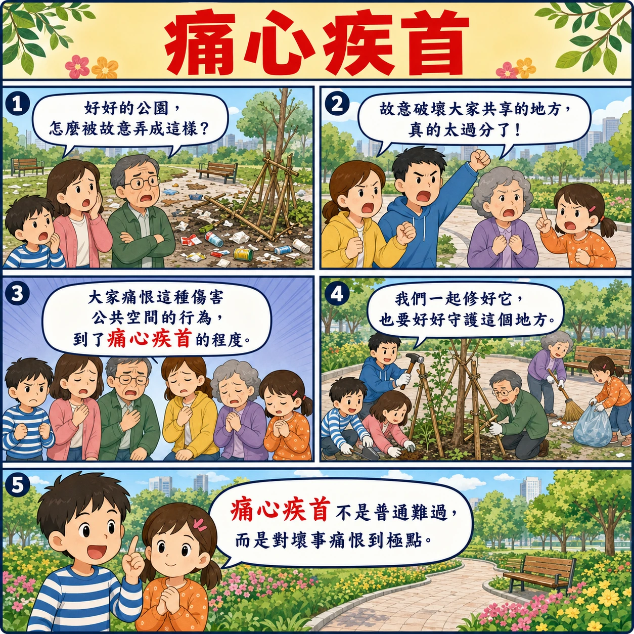 痛心疾首的 AI 生成成語漫畫