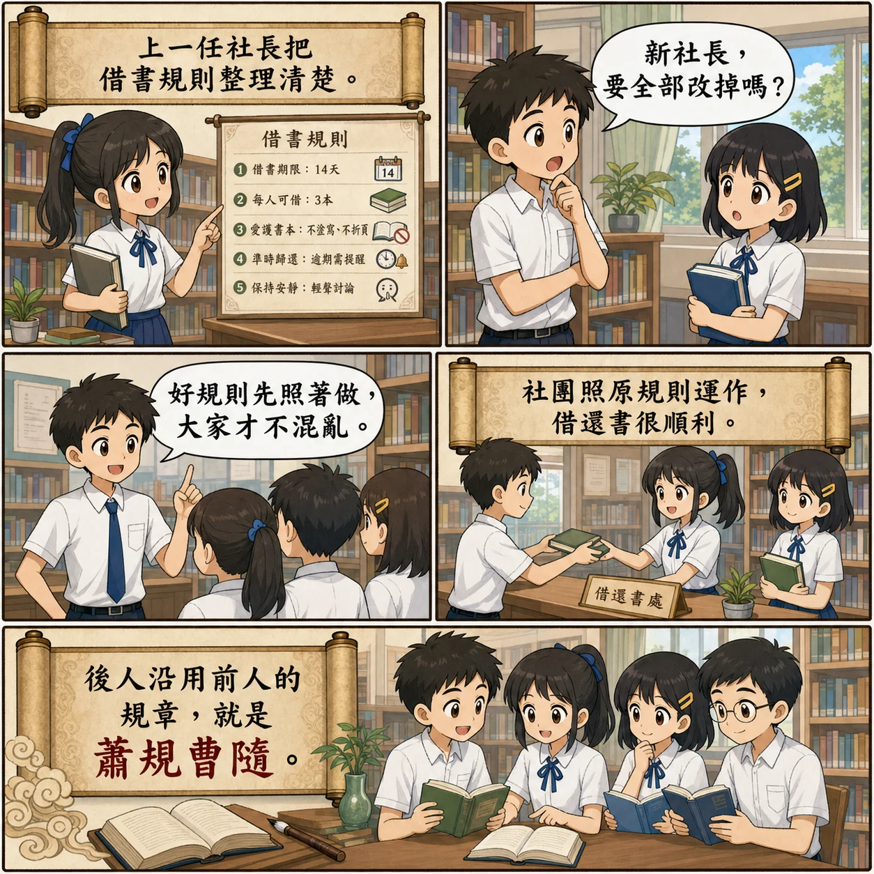蕭規曹隨的 AI 生成成語漫畫