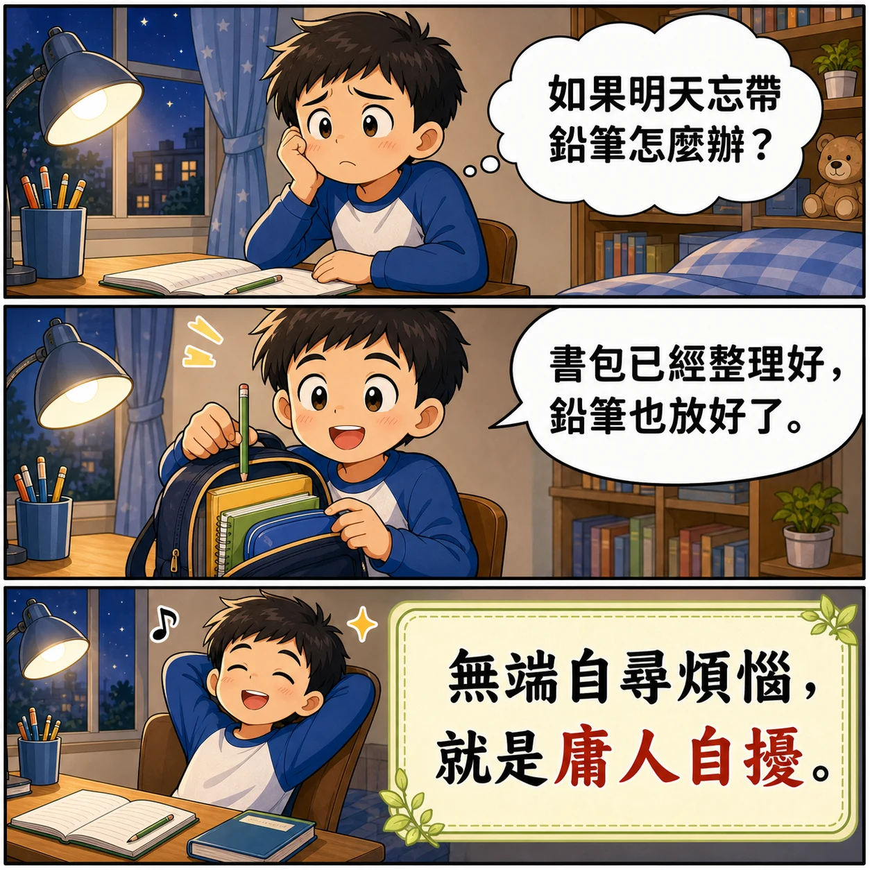 庸人自擾的 AI 生成成語漫畫