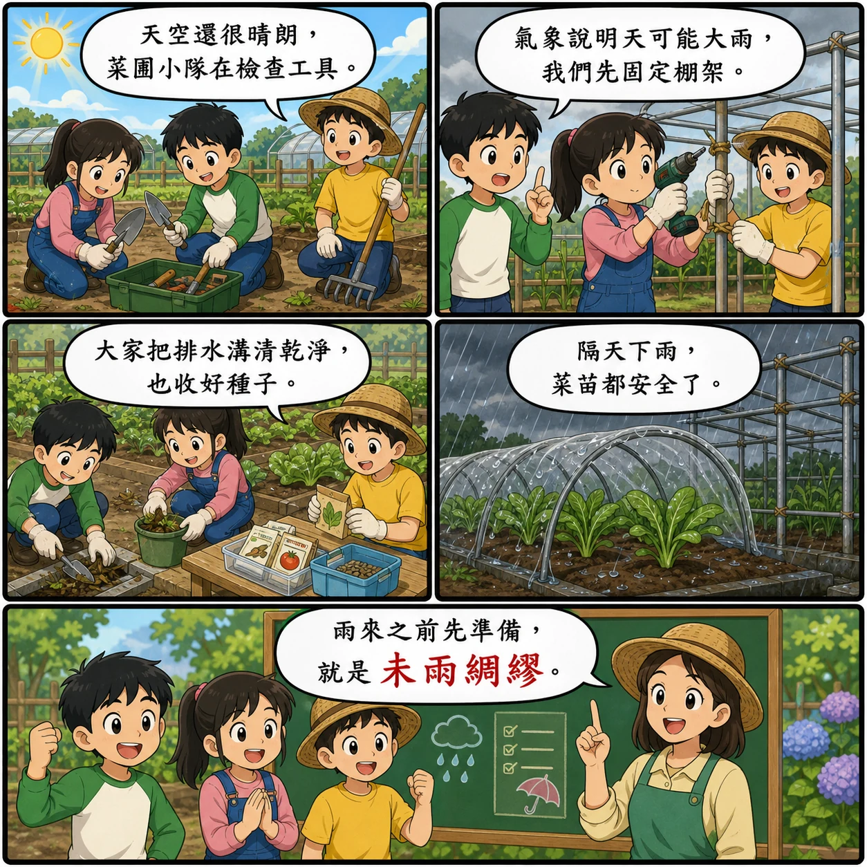 未雨綢繆的 AI 生成成語漫畫