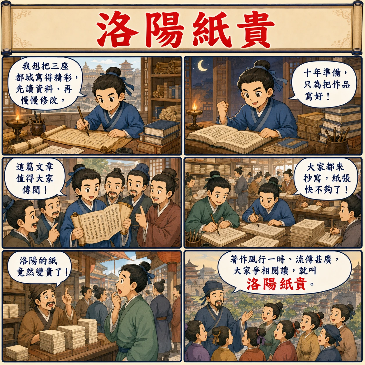 洛陽紙貴的 AI 生成成語漫畫
