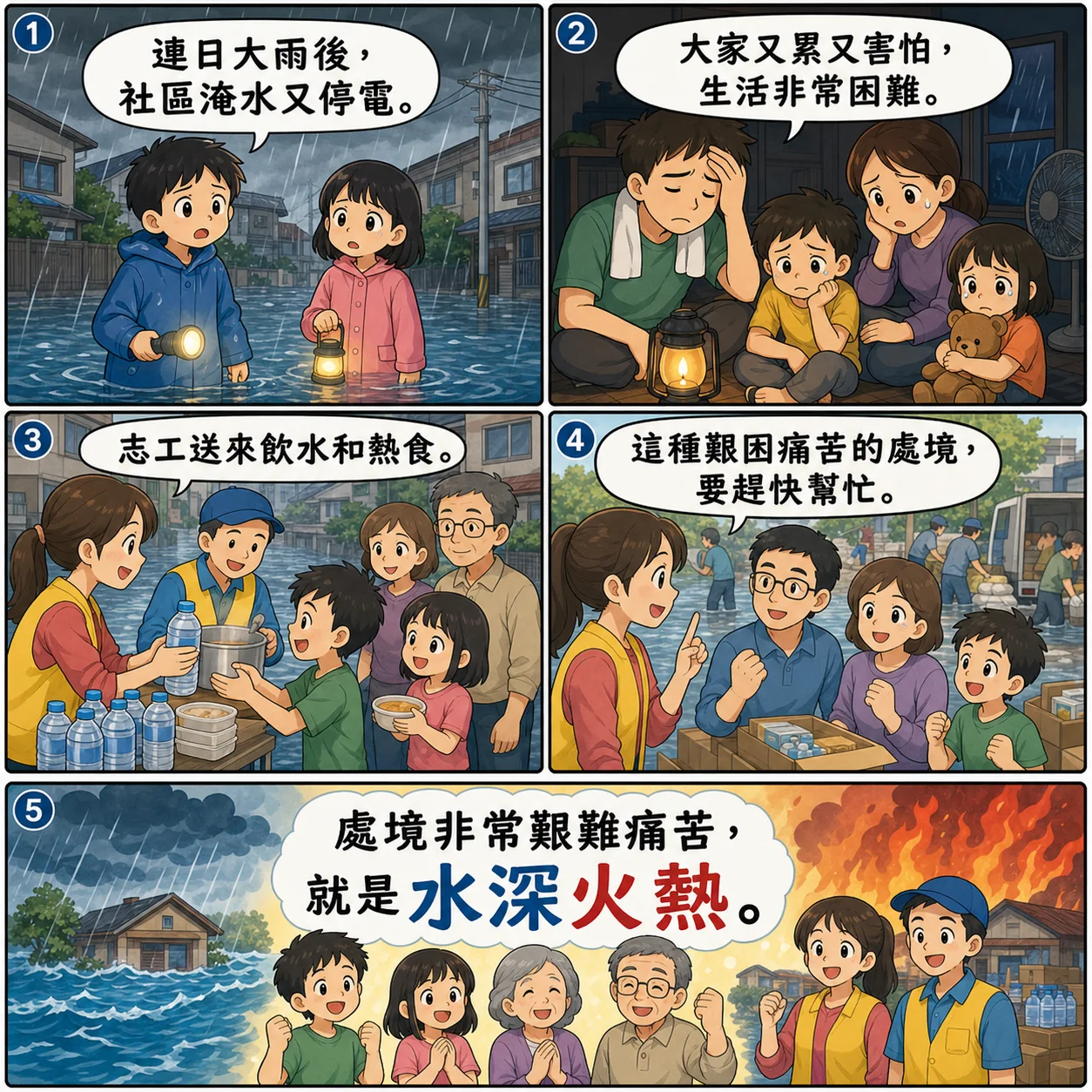 水深火熱的 AI 生成成語漫畫