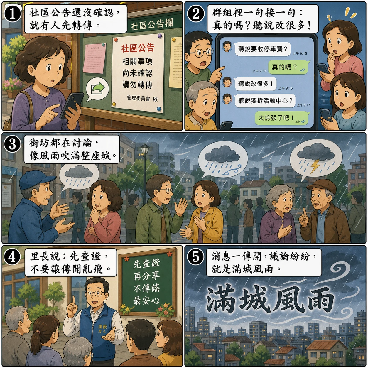 滿城風雨的 AI 生成成語漫畫