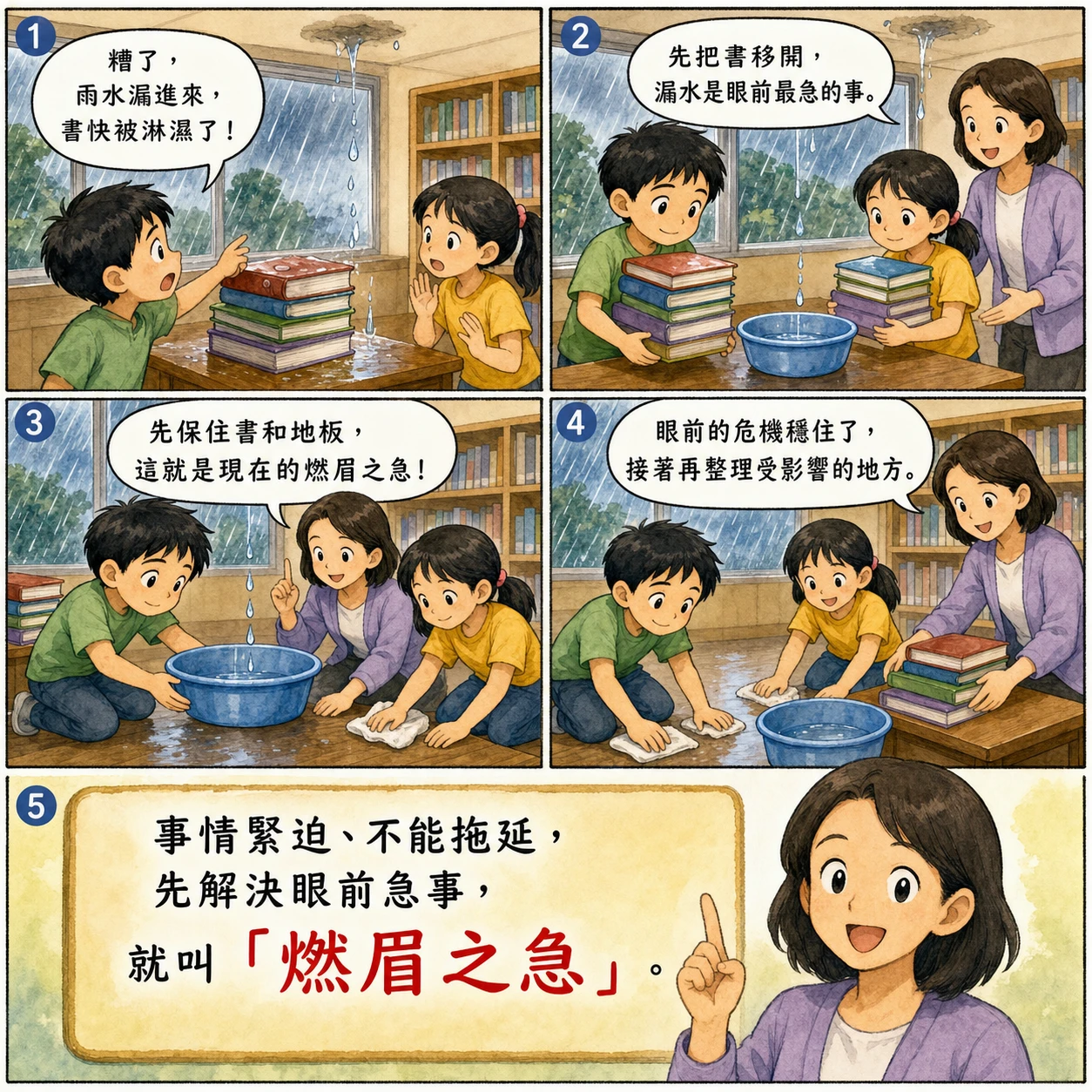 燃眉之急的 AI 生成成語漫畫