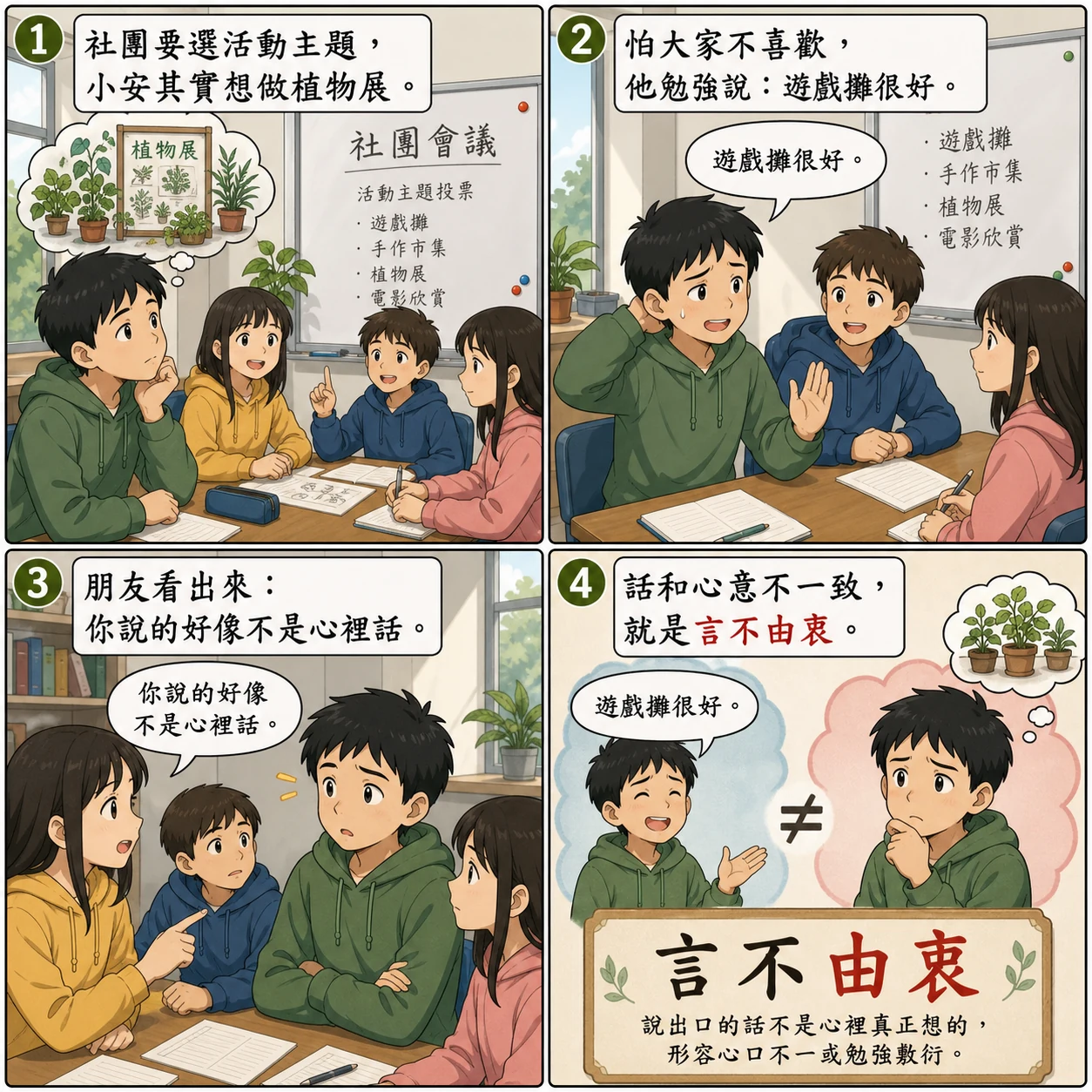 言不由衷的 AI 生成成語漫畫