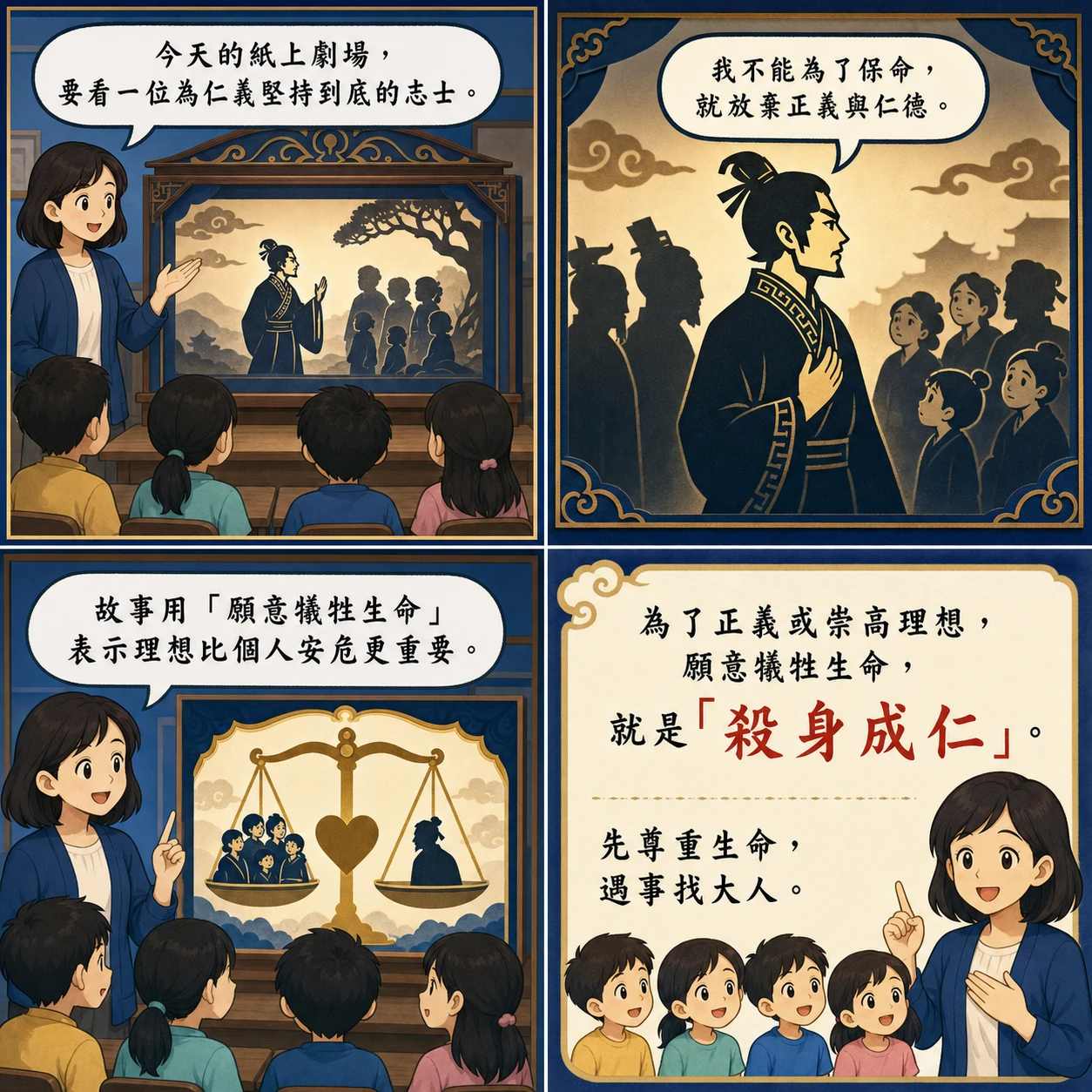 殺身成仁的 AI 生成成語漫畫