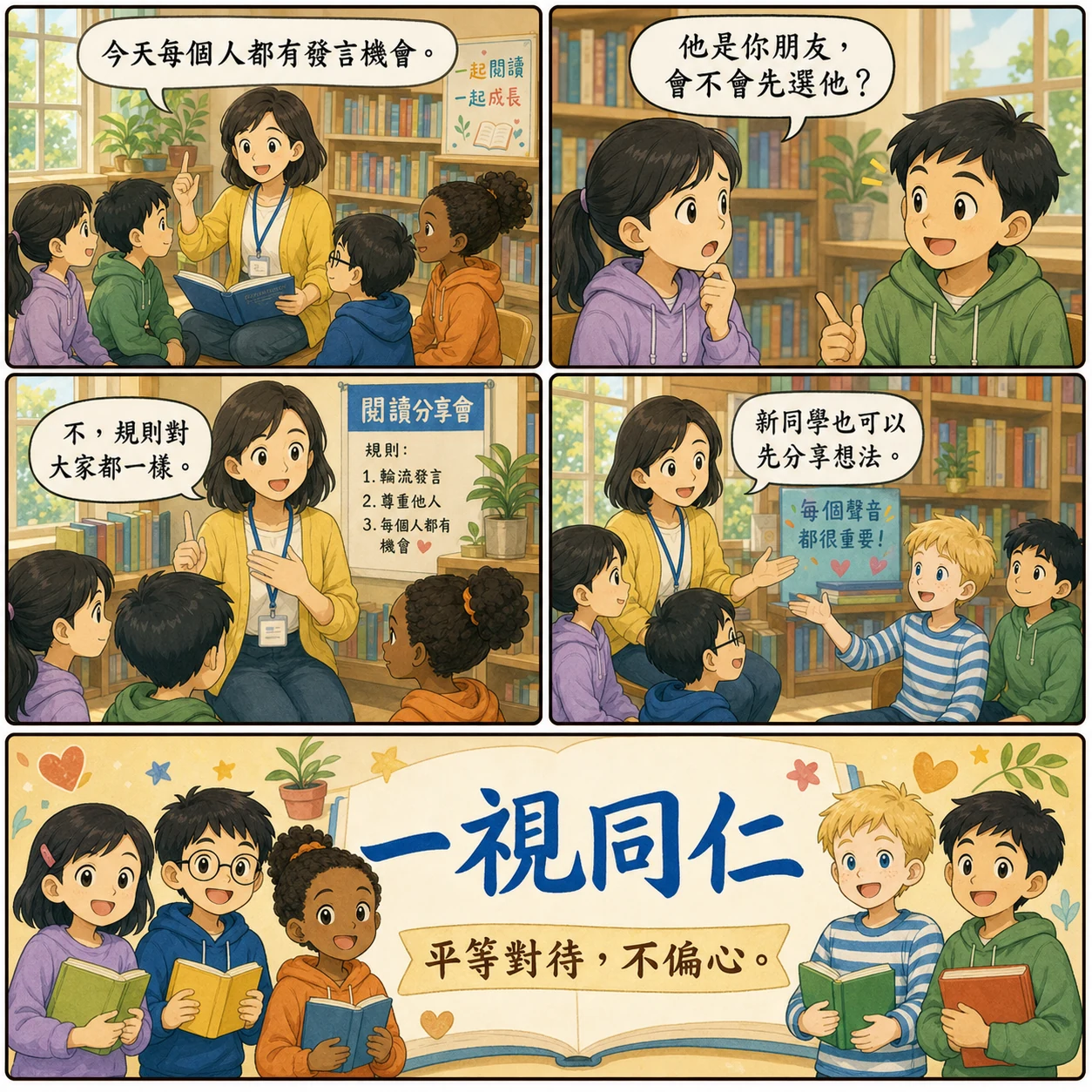 一視同仁的 AI 生成成語漫畫