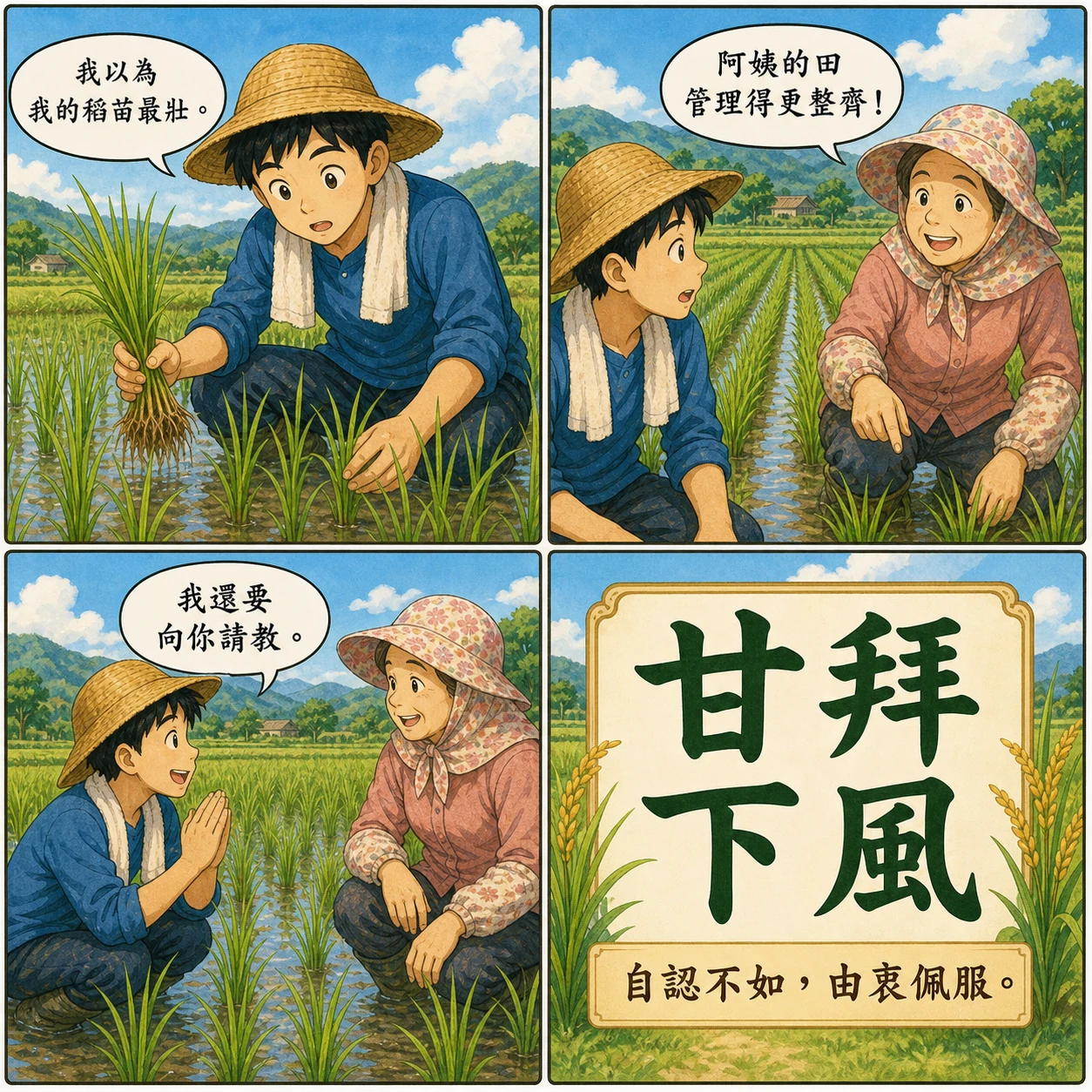 甘拜下風的 AI 生成成語漫畫