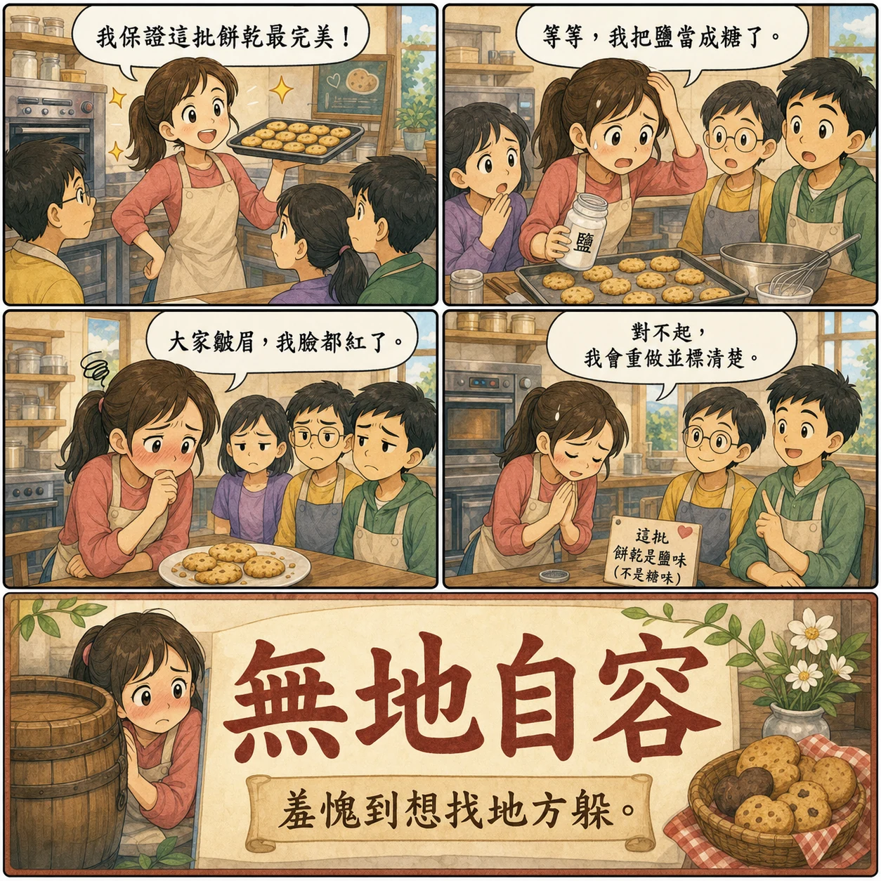 無地自容的 AI 生成成語漫畫
