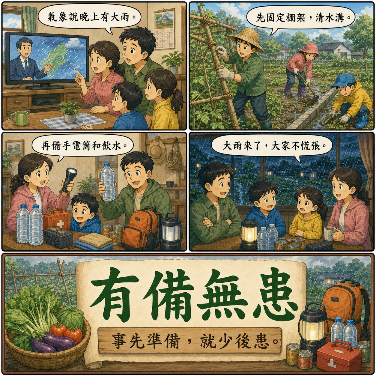 有備無患的 AI 生成成語漫畫