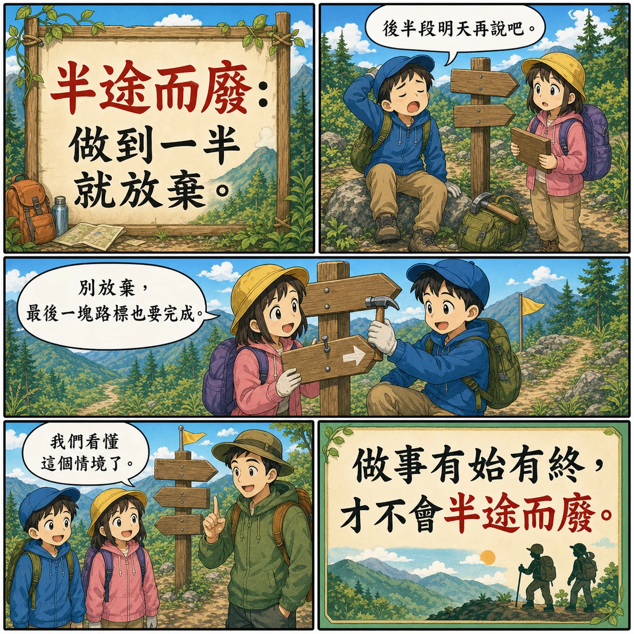 半途而廢的 AI 生成成語漫畫