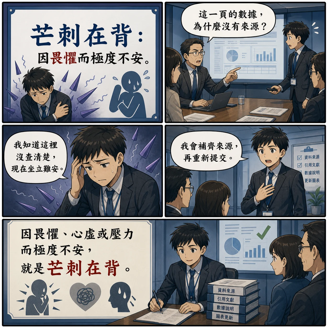 芒刺在背的 AI 生成成語漫畫