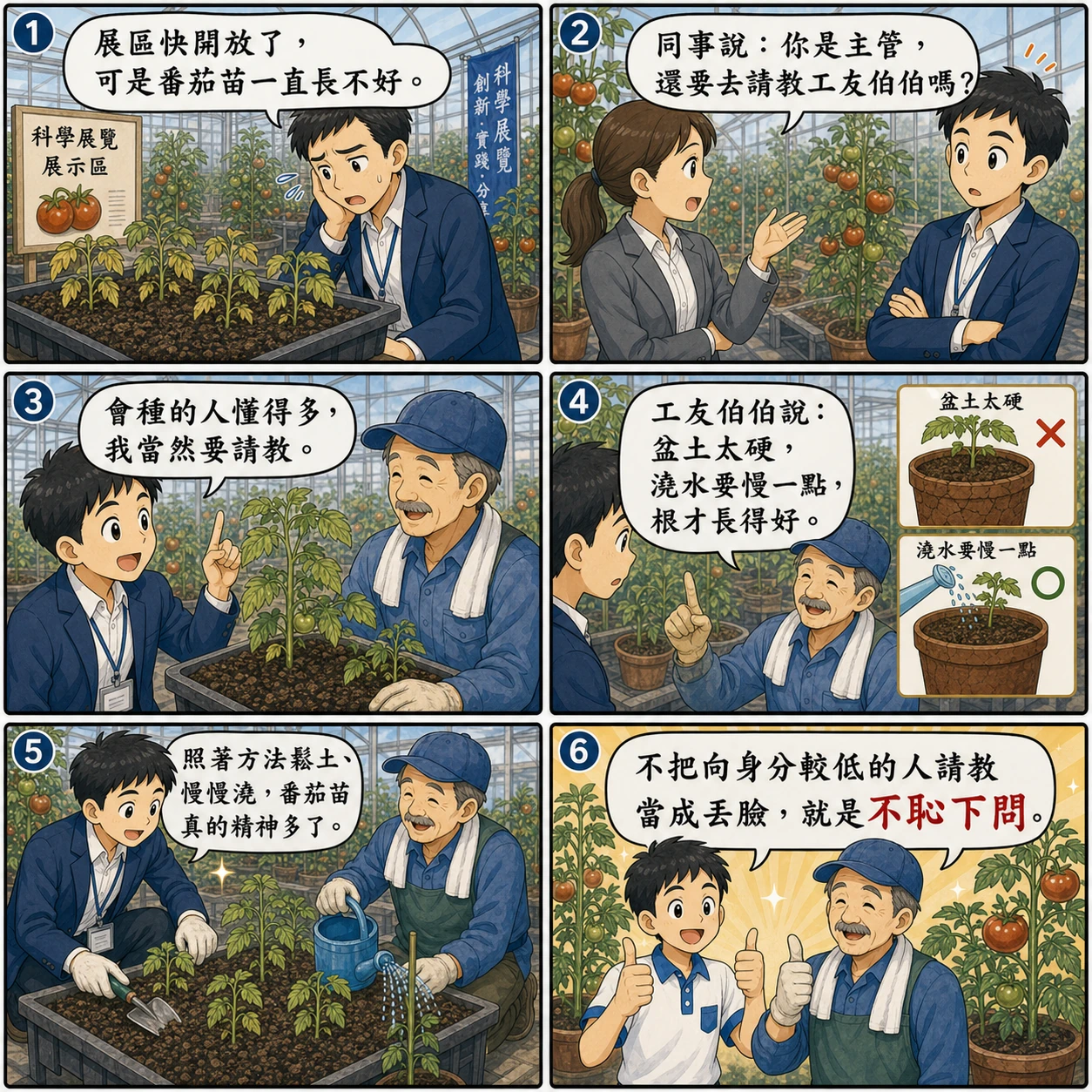 不恥下問的 AI 生成成語漫畫