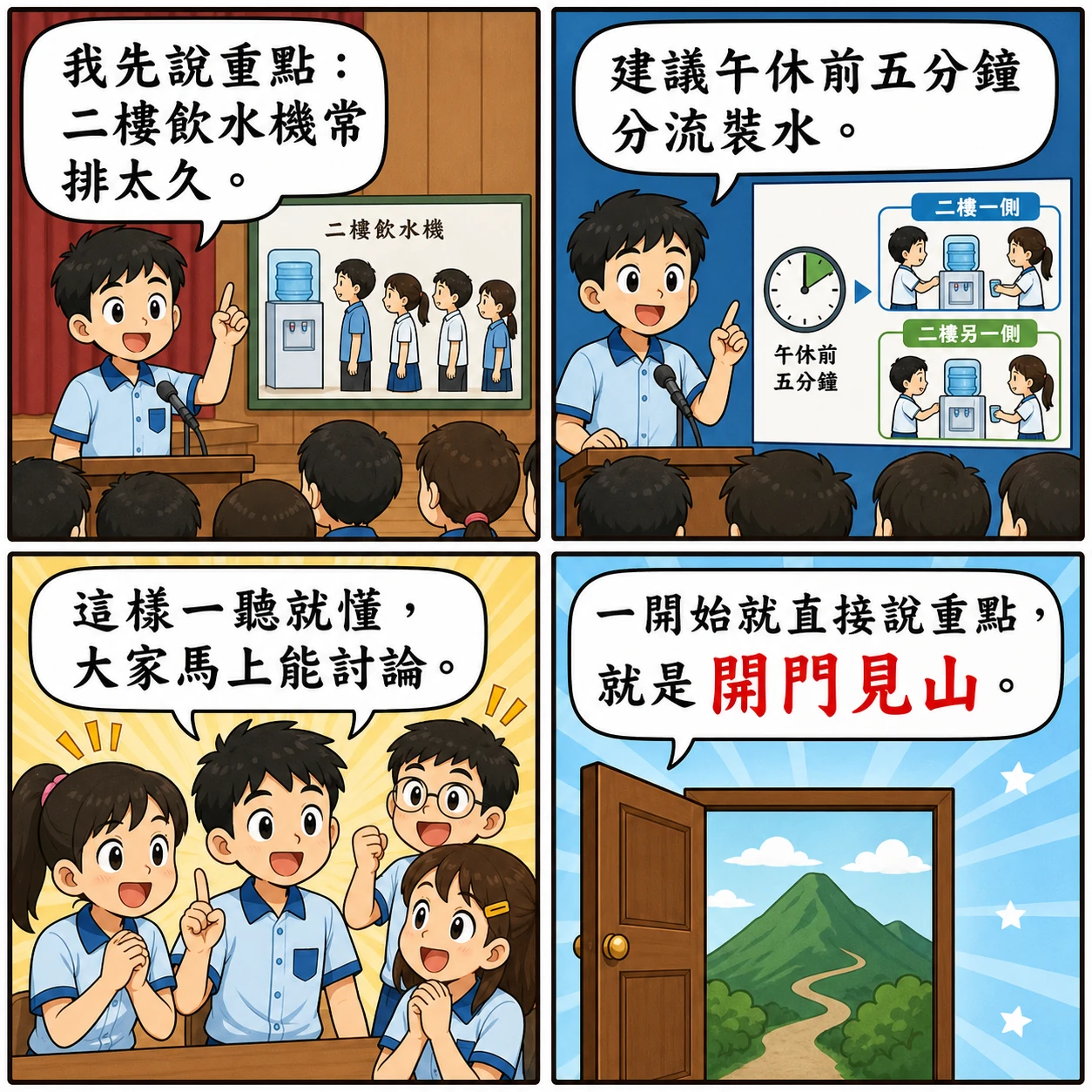 開門見山的 AI 生成成語漫畫