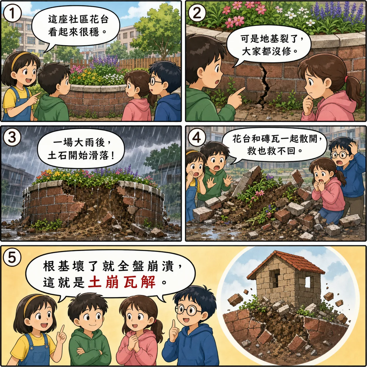 土崩瓦解的 AI 生成成語漫畫