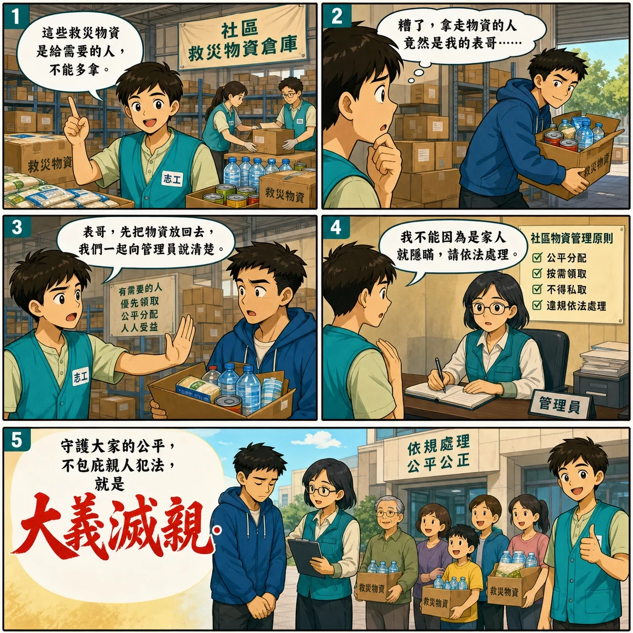 大義滅親的 AI 生成成語漫畫