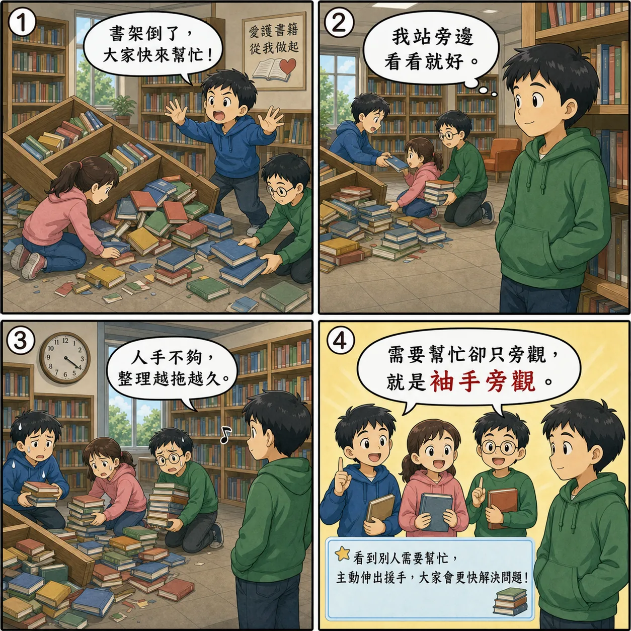 袖手旁觀的 AI 生成成語漫畫