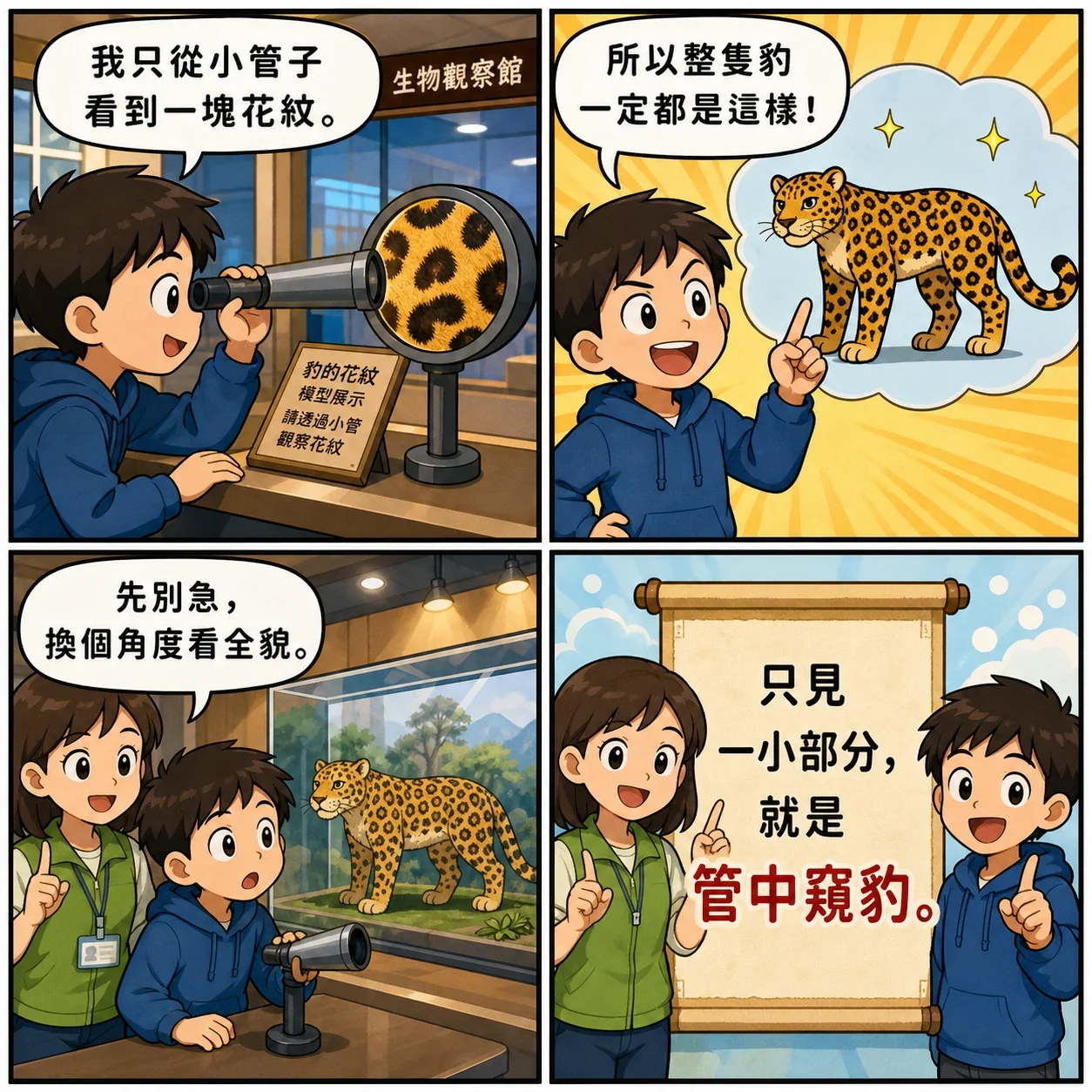 管中窺豹的 AI 生成成語漫畫