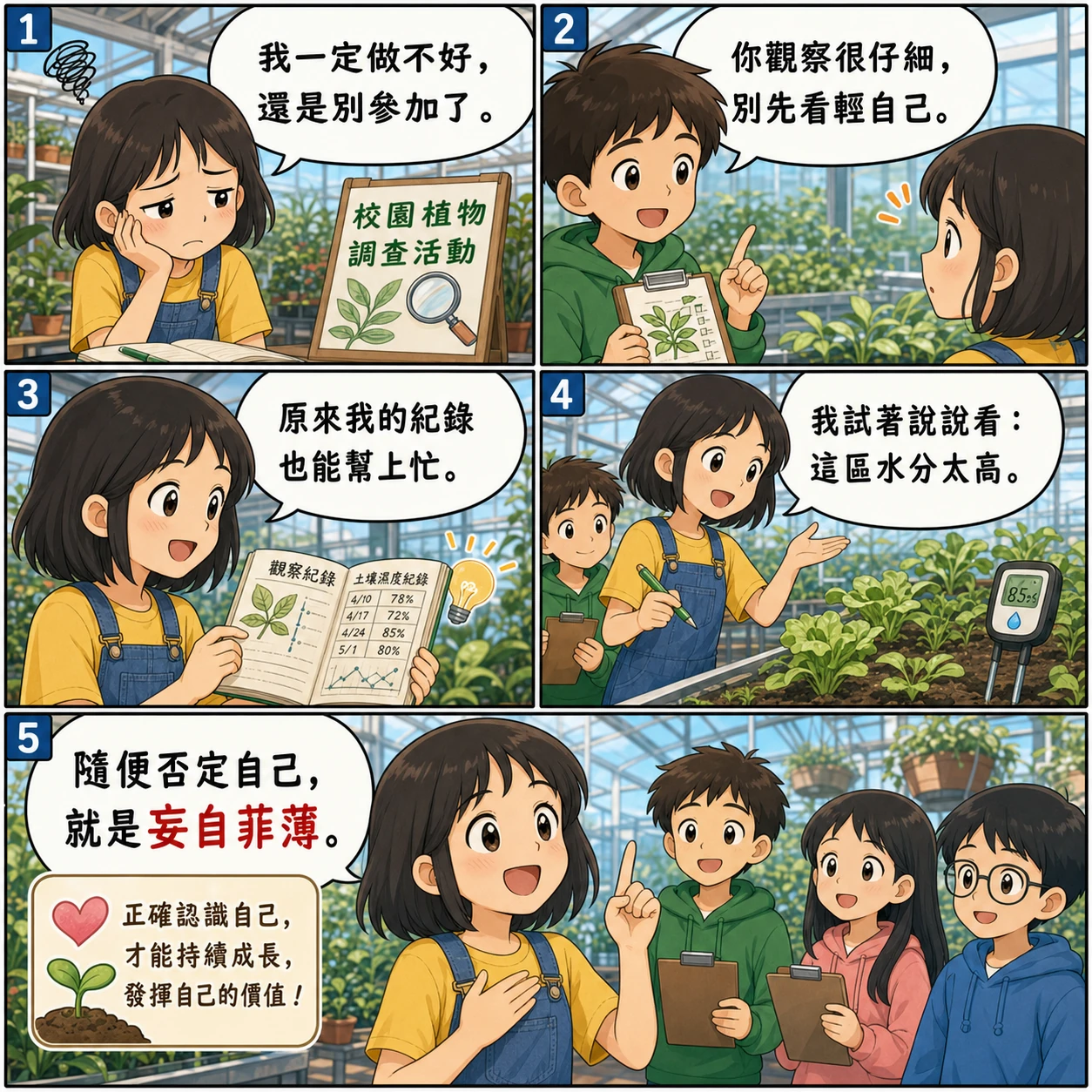 妄自菲薄的 AI 生成成語漫畫
