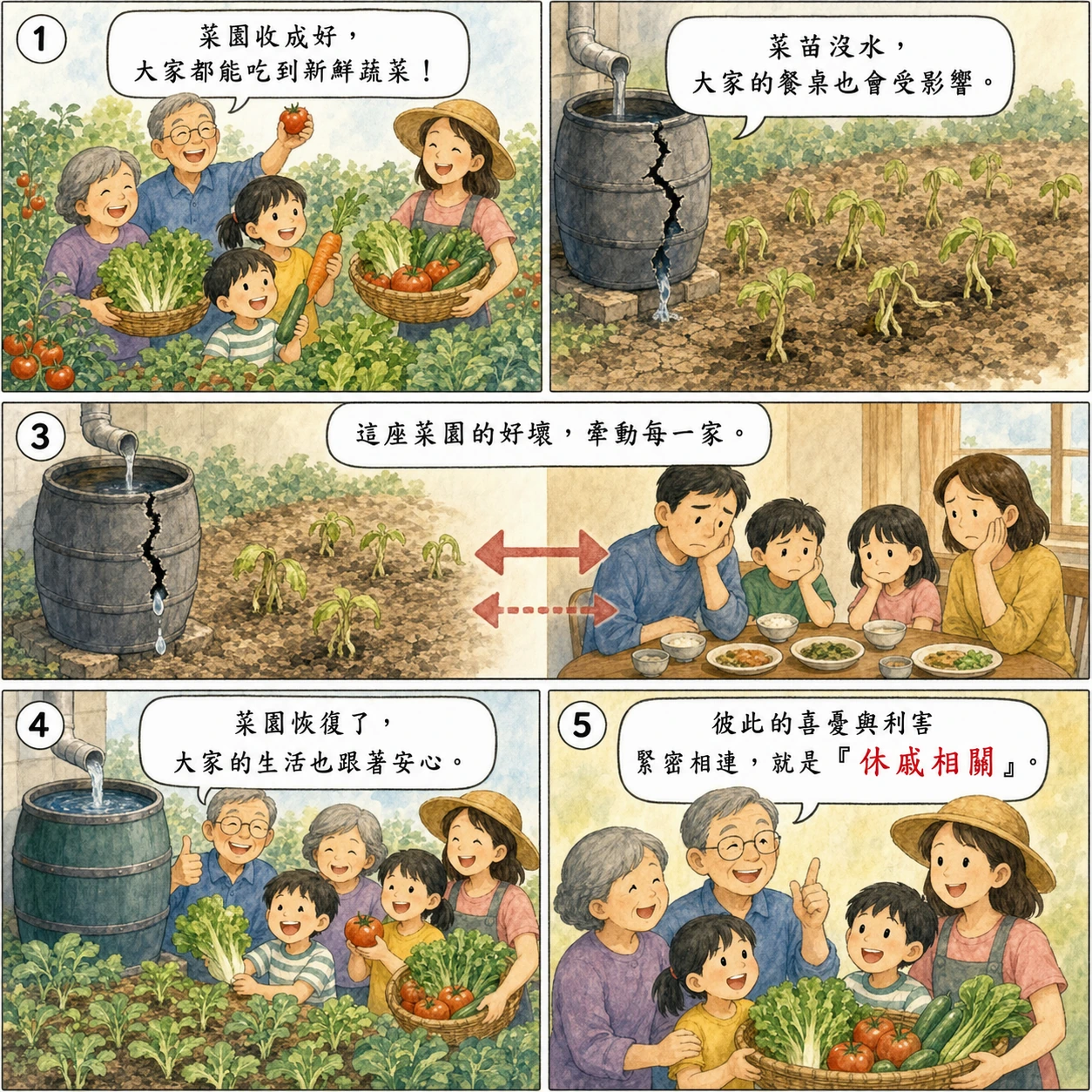休戚相關的 AI 生成成語漫畫