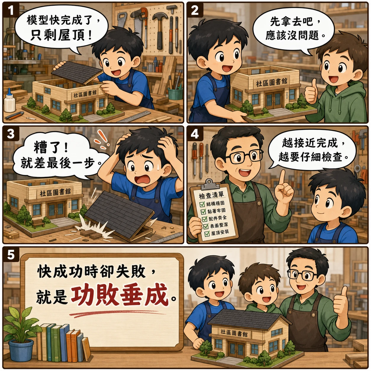 功敗垂成的 AI 生成成語漫畫