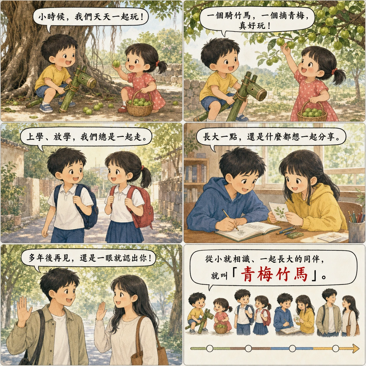 青梅竹馬的 AI 生成成語漫畫