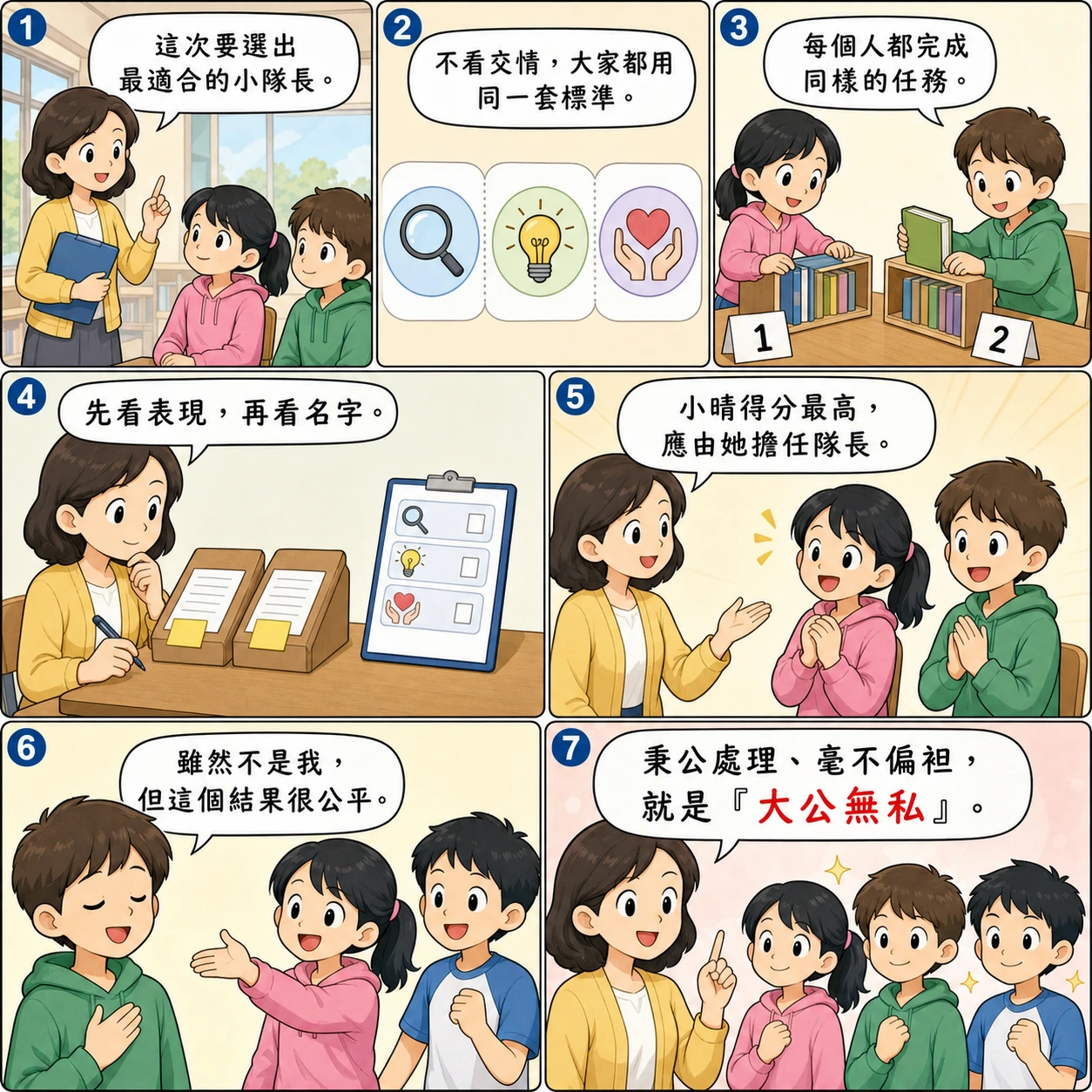 大公無私的 AI 生成成語漫畫