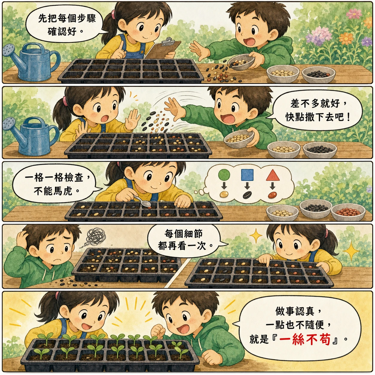 一絲不苟的 AI 生成成語漫畫