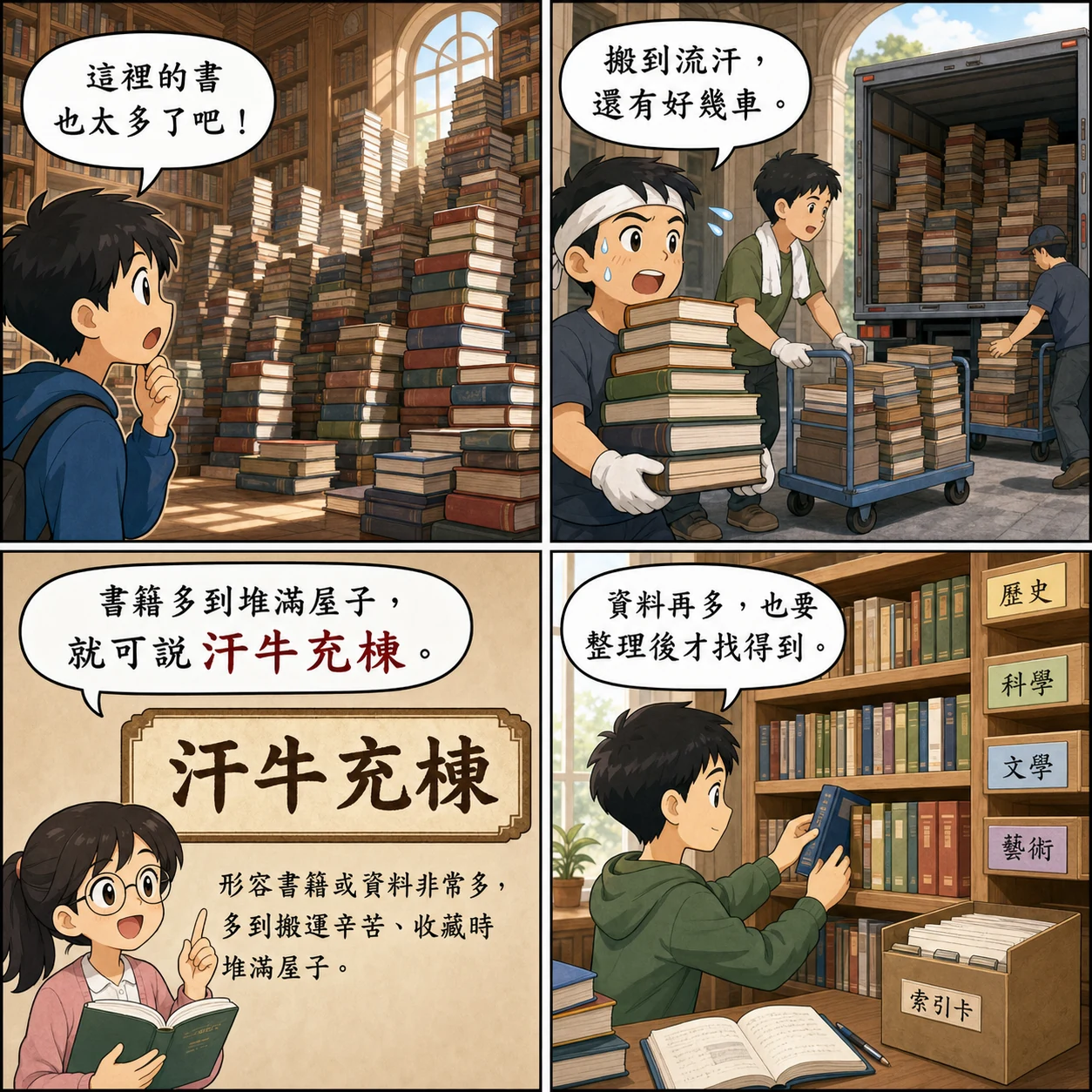 汗牛充棟的 AI 生成成語漫畫