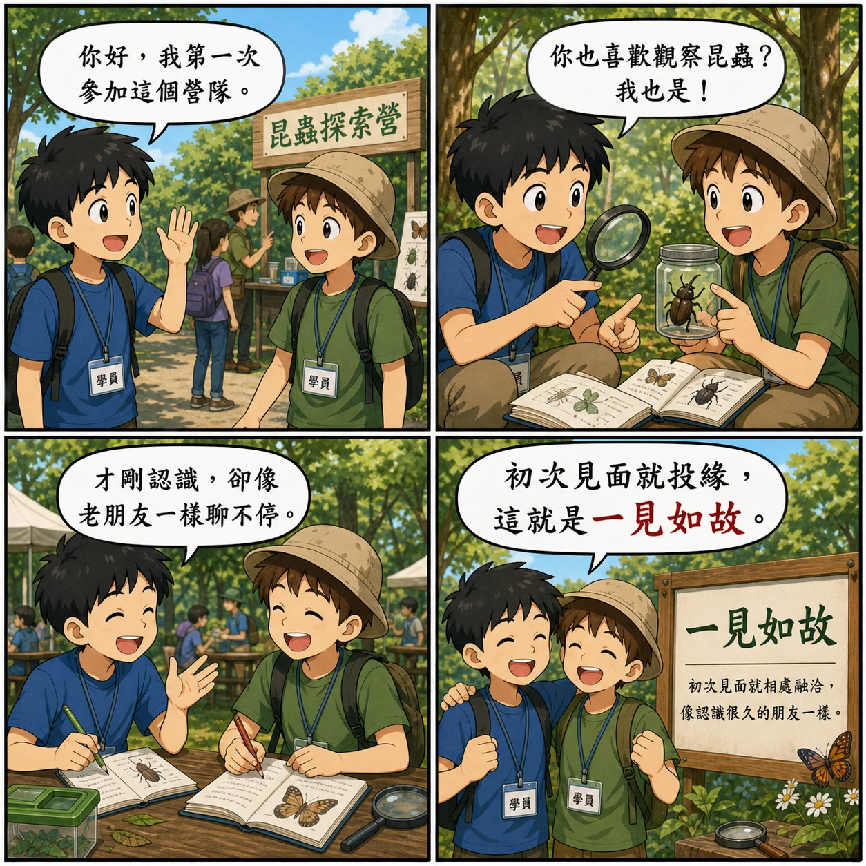 一見如故的 AI 生成成語漫畫