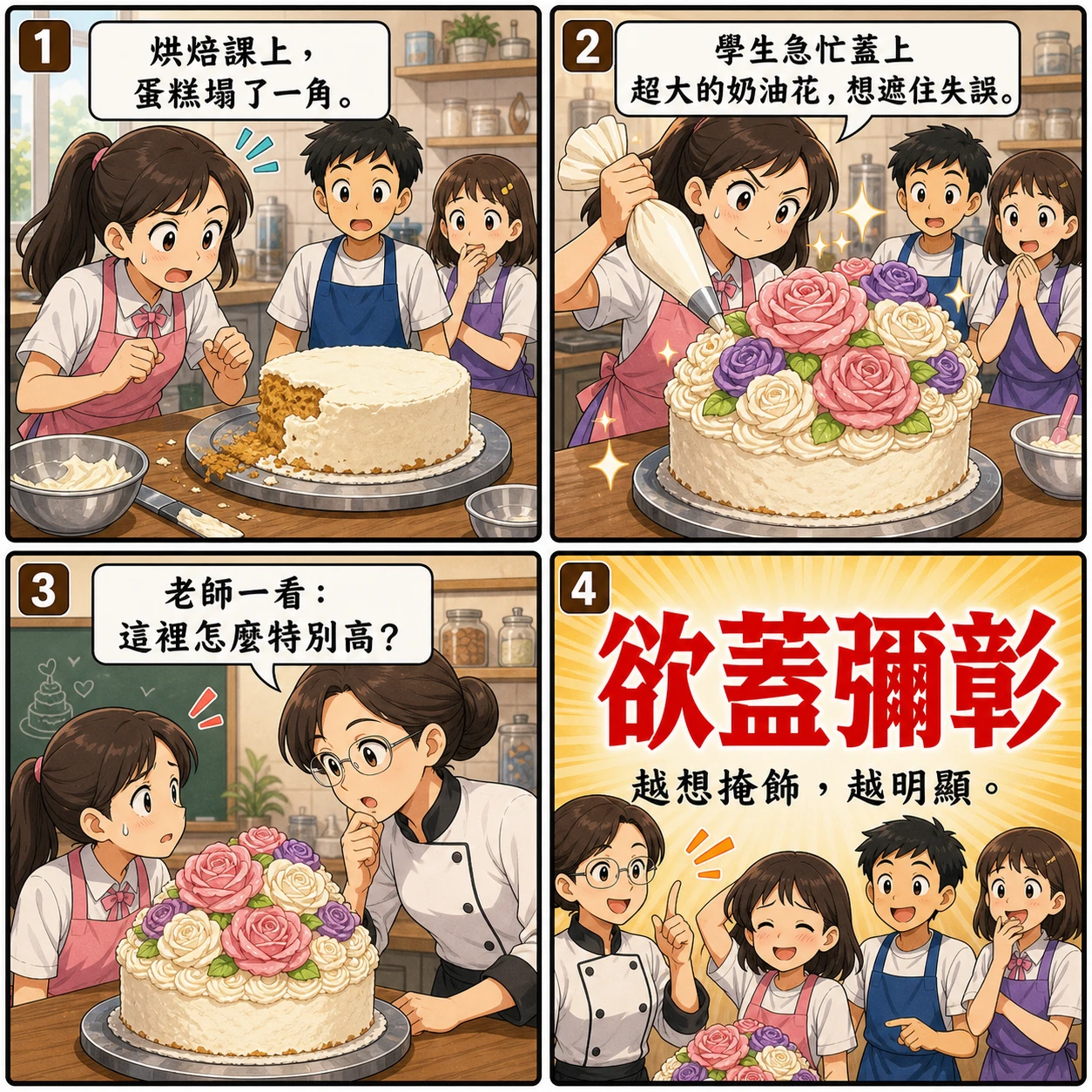 欲蓋彌彰的 AI 生成成語漫畫