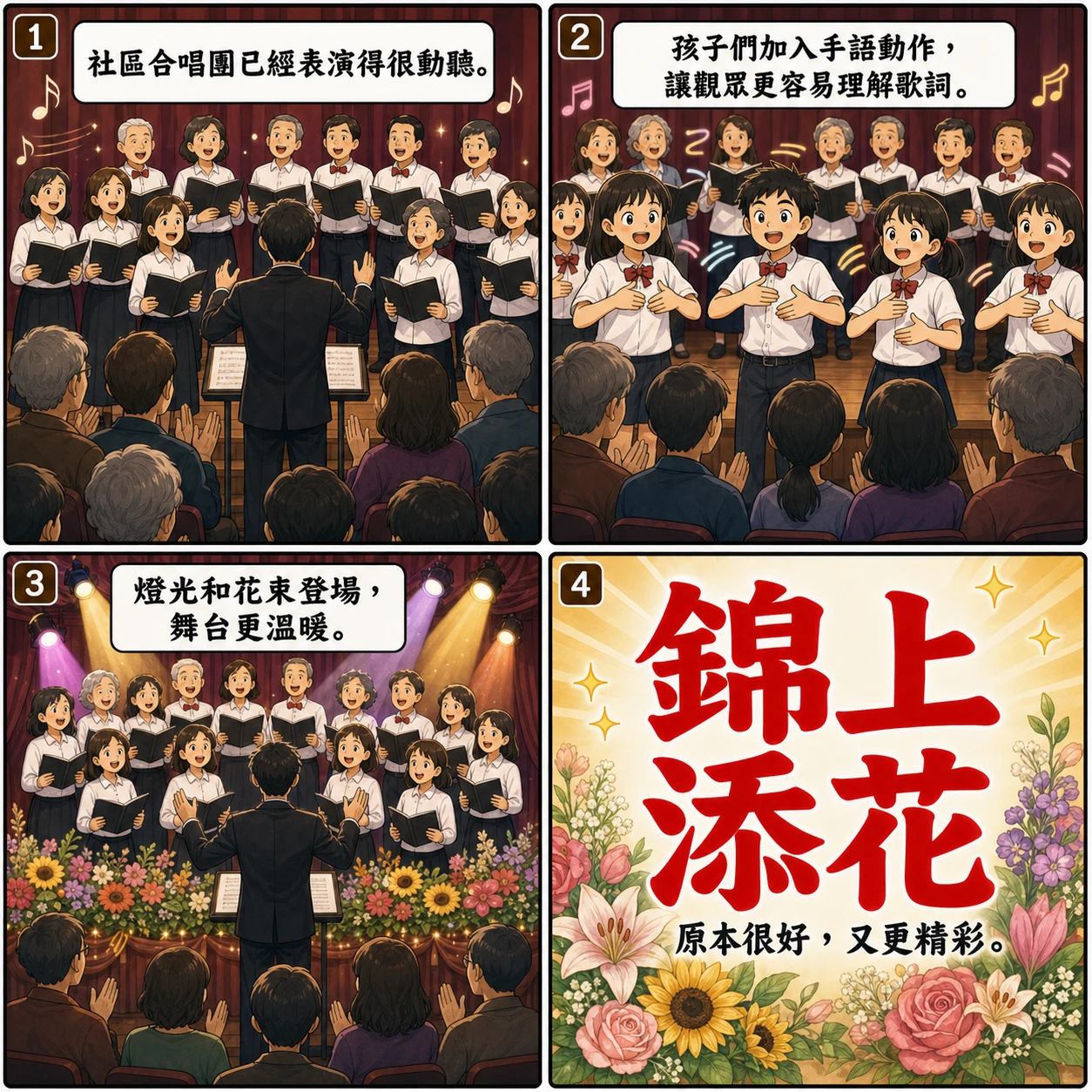 錦上添花的 AI 生成成語漫畫