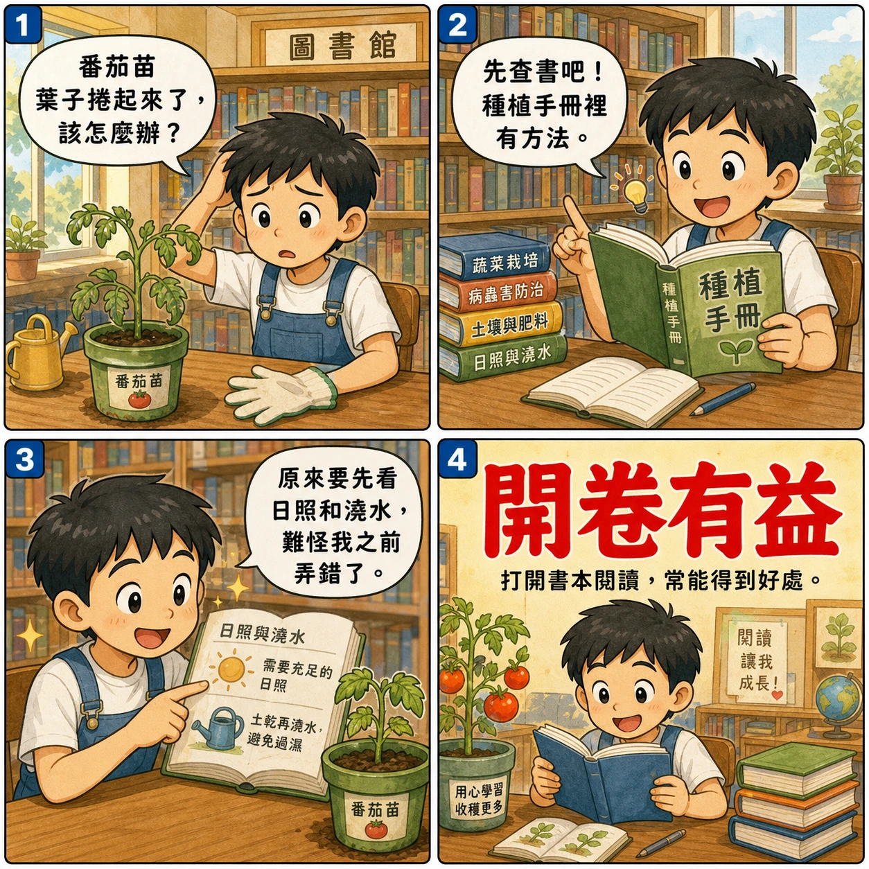 開卷有益的 AI 生成成語漫畫