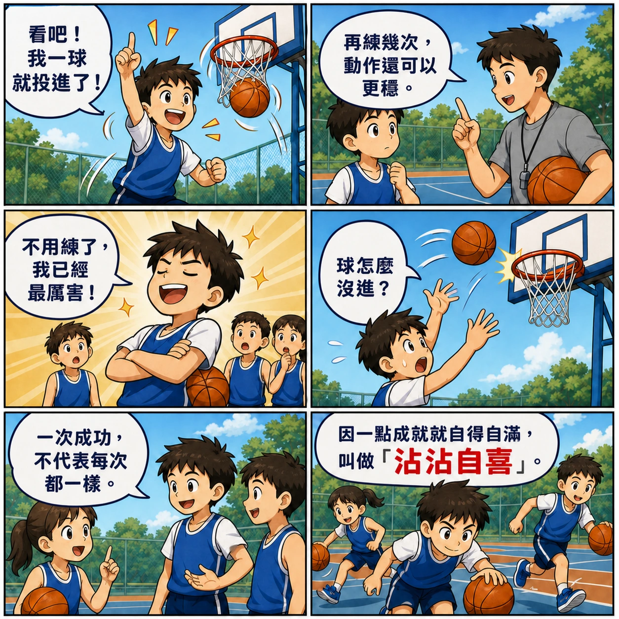 沾沾自喜的 AI 生成成語漫畫