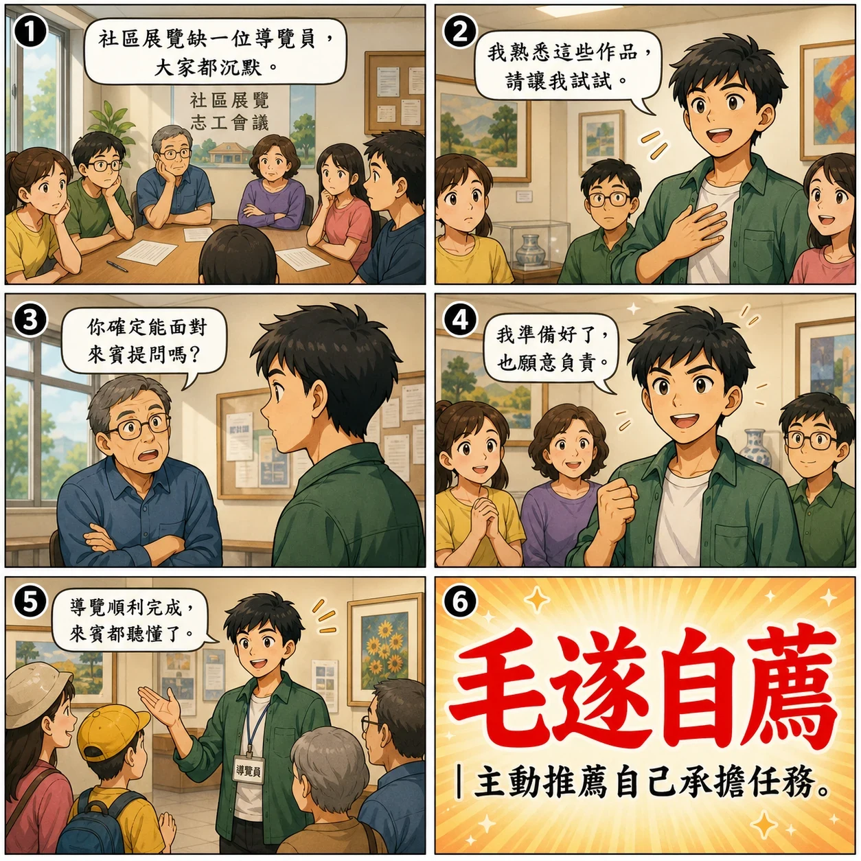 毛遂自薦的 AI 生成成語漫畫