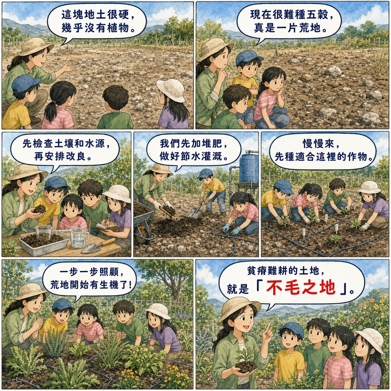 不毛之地的 AI 生成成語漫畫