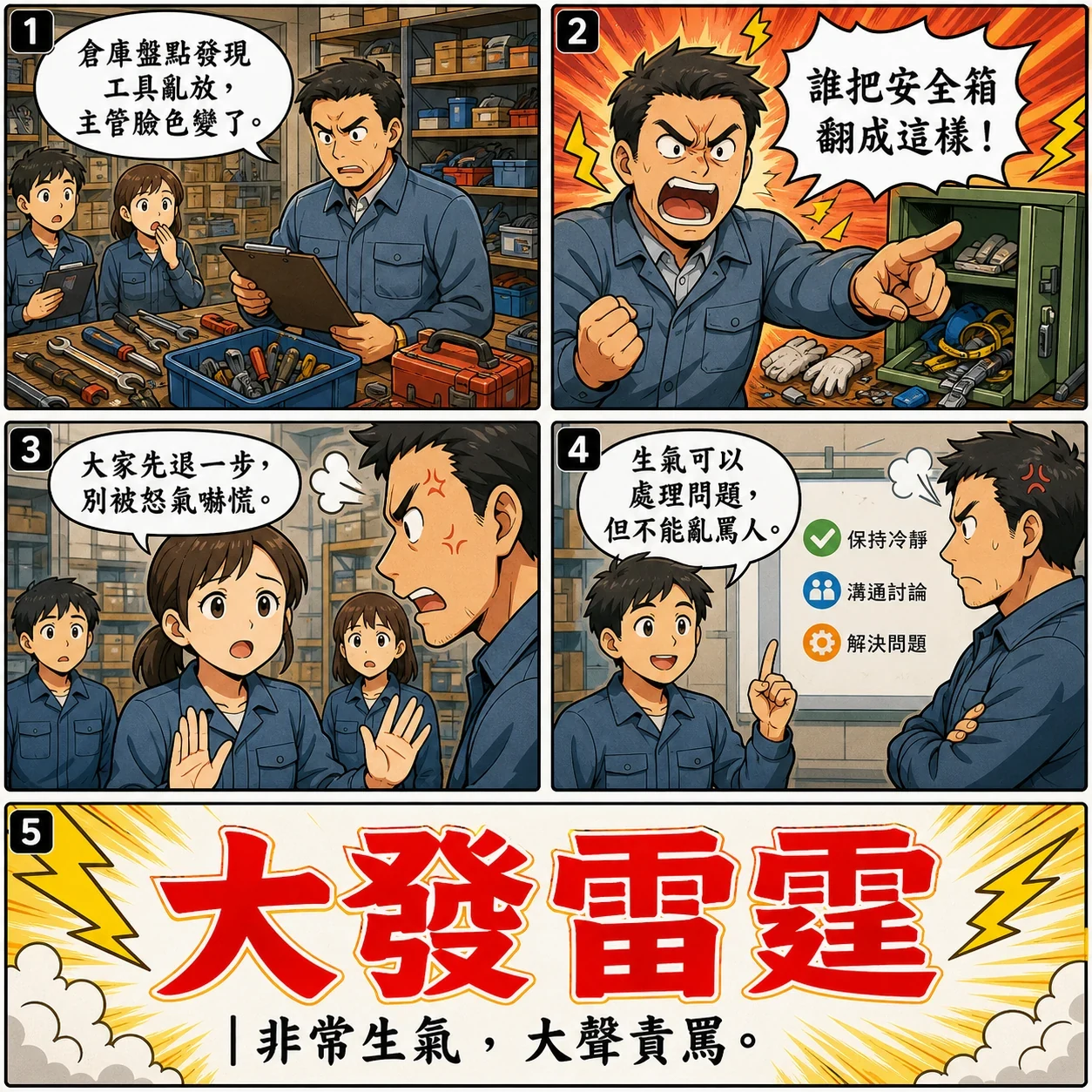 大發雷霆的 AI 生成成語漫畫